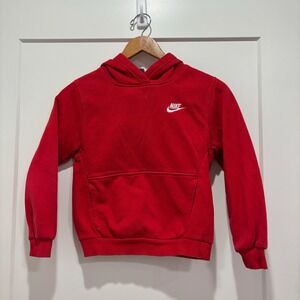 Nike Red Pullover Hoodie Sweater Kids Size Medium Long Sleeve Pocket